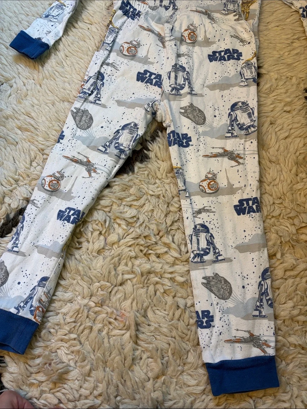 Star Wars White and Blue Kids Pajama Set with Character Prints